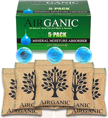 Airganic, Absorbentes de humedad, deshumidificador seguro para armas, fabricado en Estados Unidos y totalmente natural de minerales, desecante
