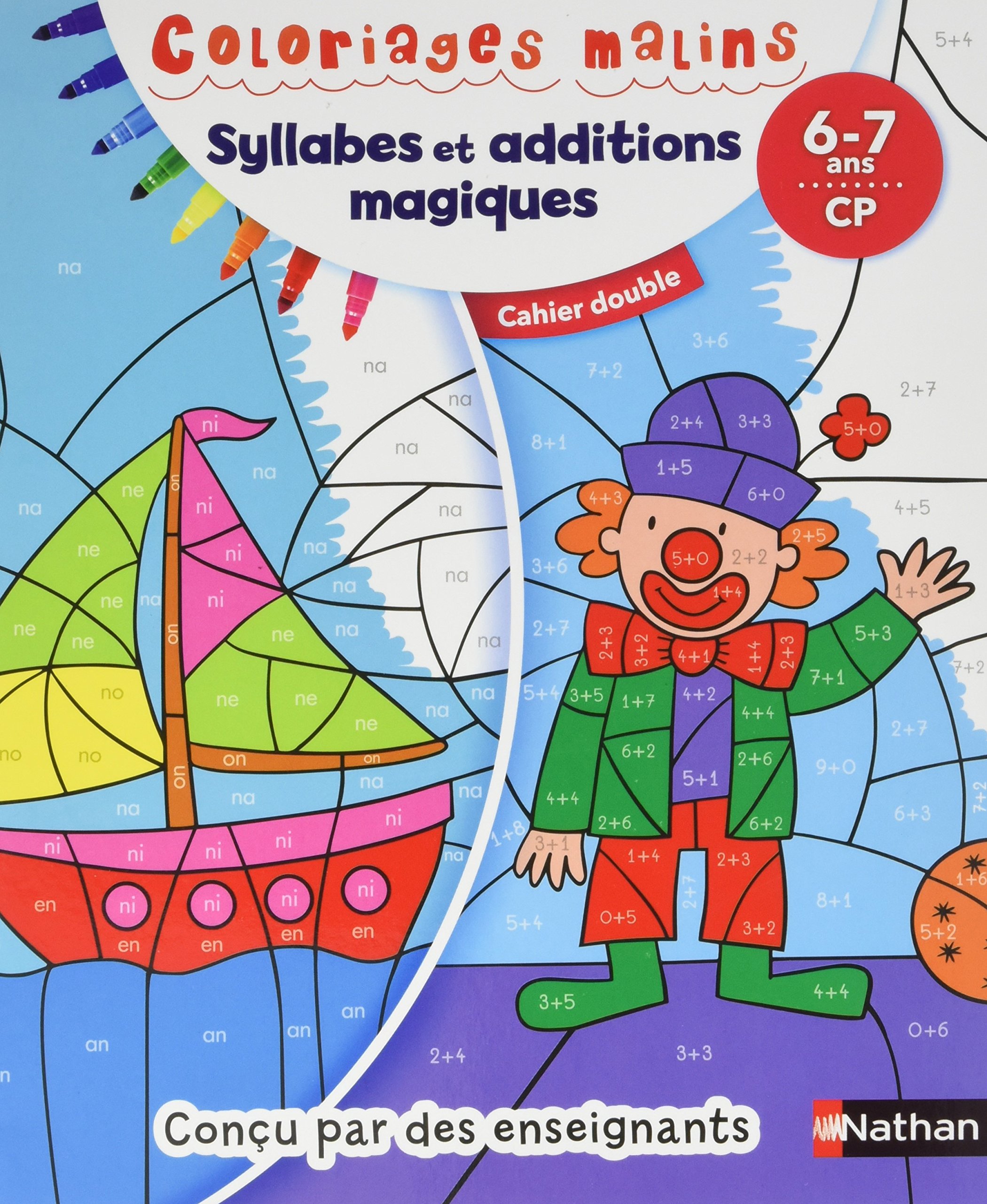Coloriages malins Duo Syllabes et additions magiques CP: Cahier double