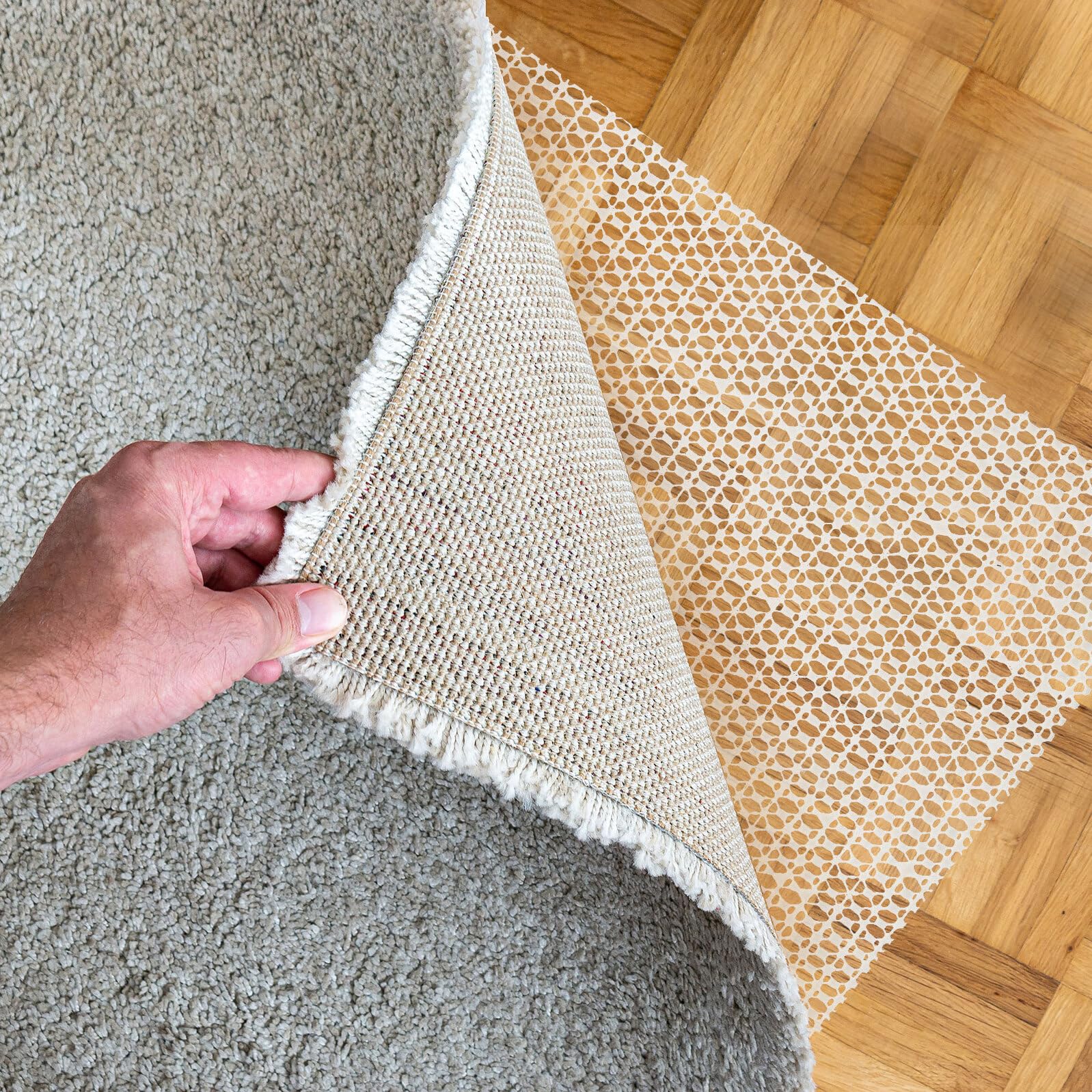 Tapis sous-Couche de Tapis Le Glissement en PVC Blanc Antidérapant 200x300 Cm pour Protection du Sol et Installation Facile