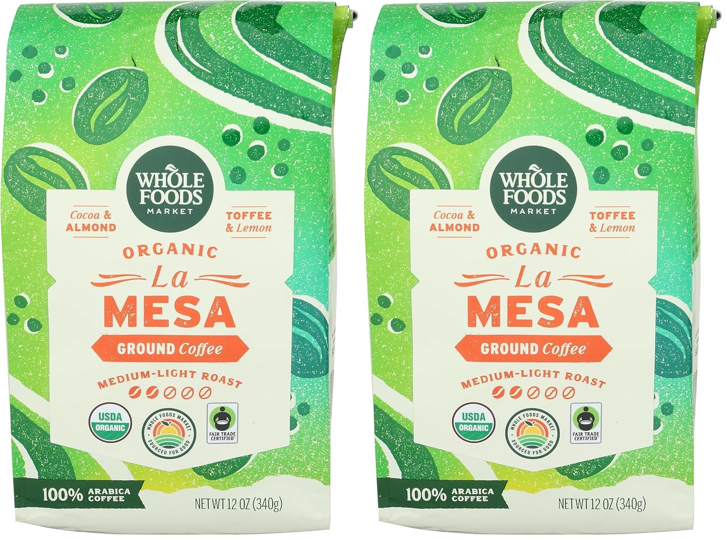 WHOLE FOODS MARKET Organic Ground La Mesa Coffee, 12 OZ (Pack of 2)