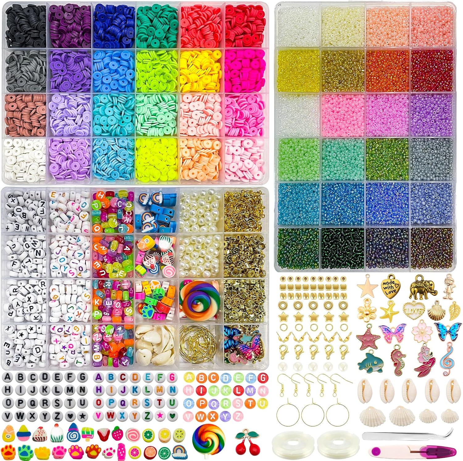 WKxinxuan Clay Beads Bracelet Making Kit, Bracelet Making 30000 Pieces
