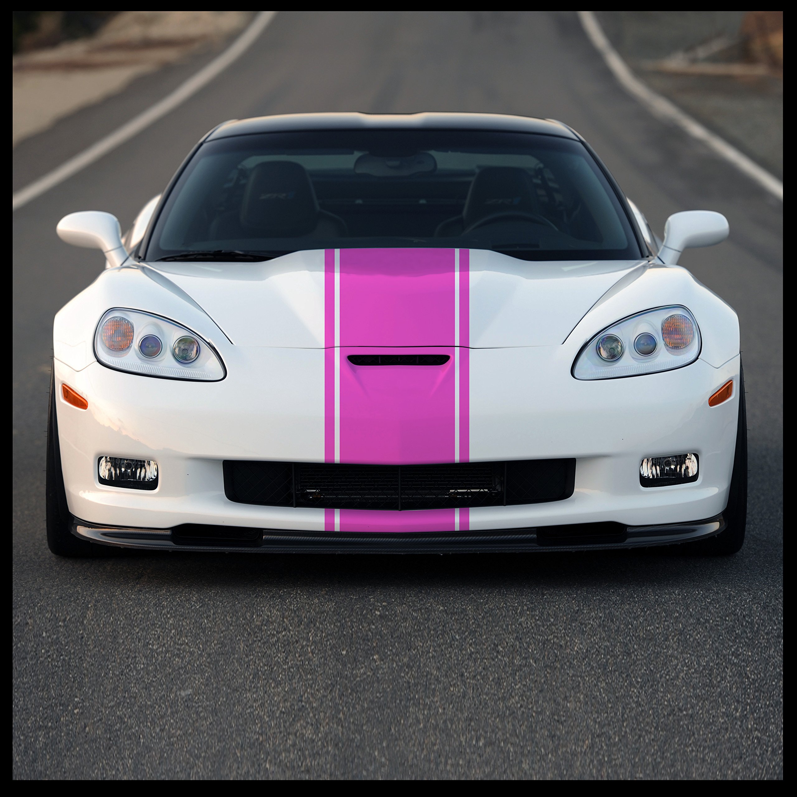 Sticker Connection | Racing Stripes | Hood Rally Vinyl Race Stripes | (12"x72", Pink)