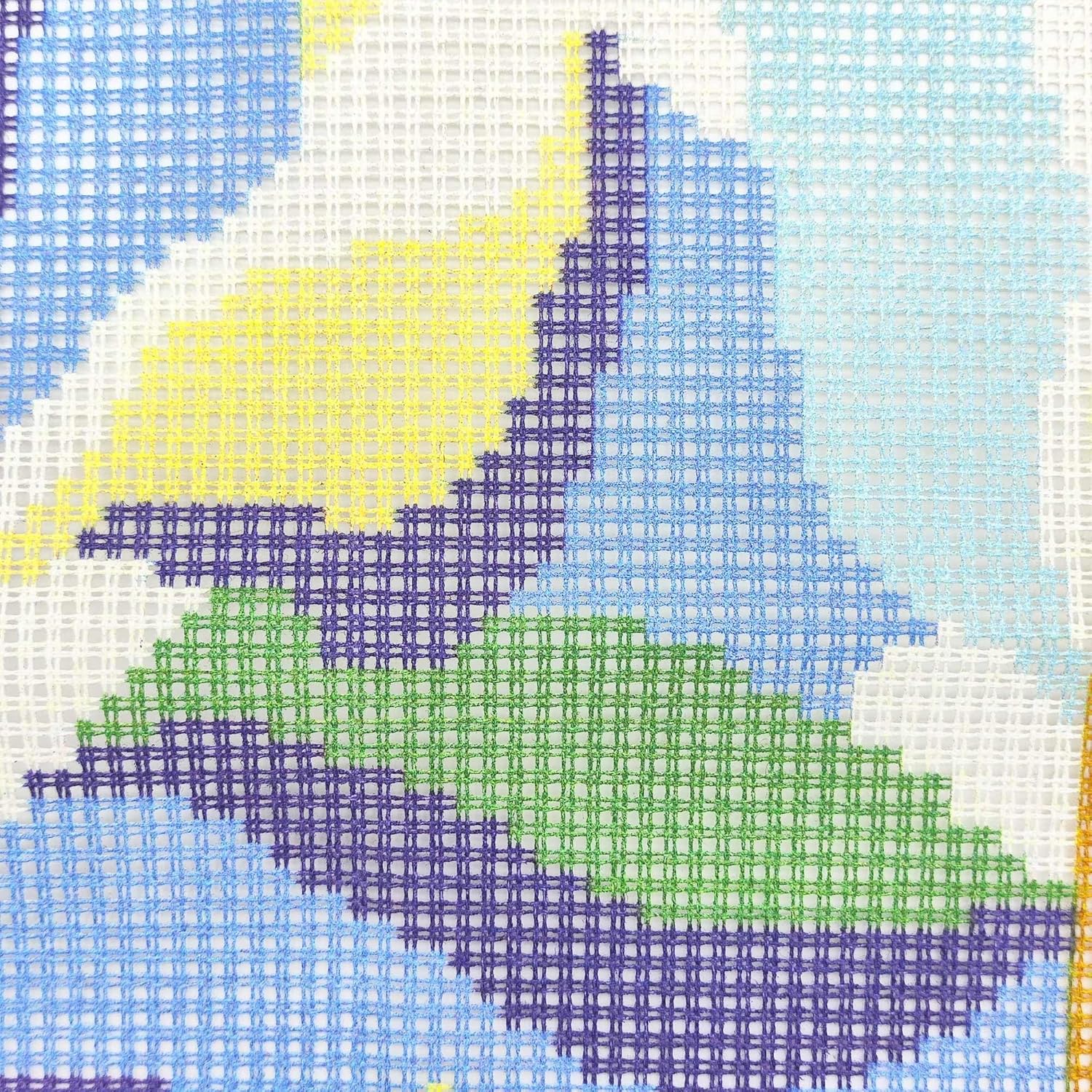 Howie's Needlepoint Needlepoint Kits for Adults, Pillow Front Cross Stitch Kit with Embroidery Pattern on Canvas, Yarn, 2 Needles and Instruction, 16 x 16inch(Blue-Purple Leaves)