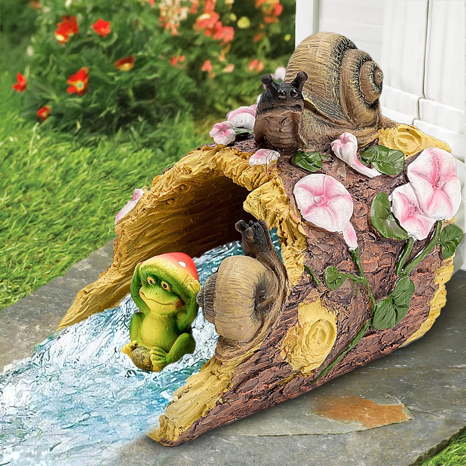 Teaeeno Frog Gutter Downspout Extension Decorative, Animal Gutter Extension Decor Statue,4"×3" Rain Gutter Downspout Splash Block,Garden Splash Block Outdoor Sculpture (Snail)