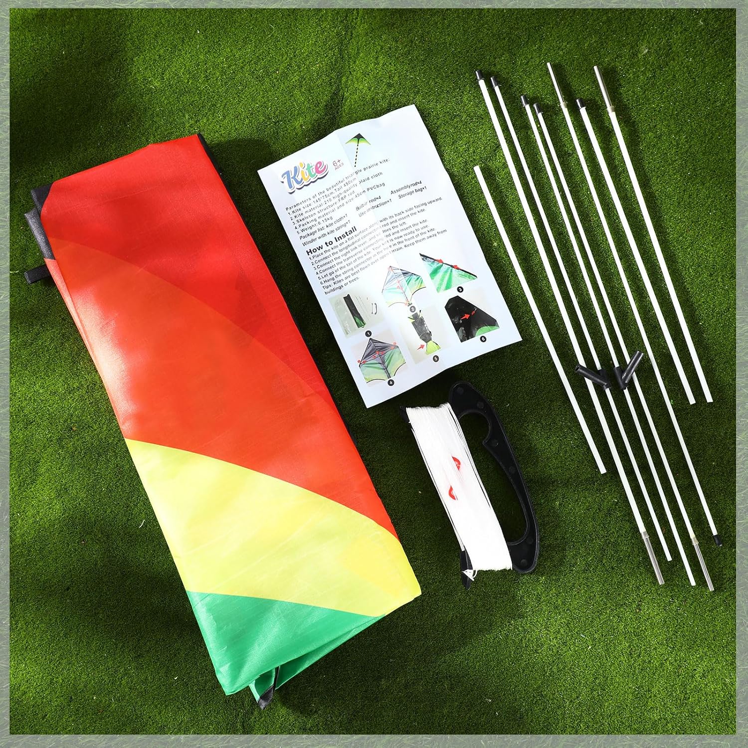 Halloscume Large Delta Kites for Adults Easy to Fly 57.1 Inch with 328.1 ft String Rainbow Beach Delta Kites for Beginner Outdoor Supplies(Multicolor)