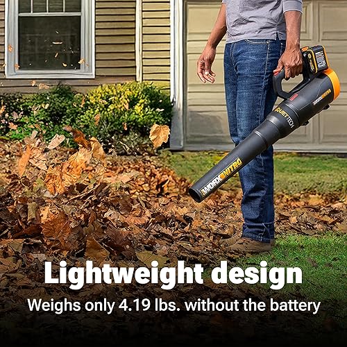 Miniatura 6 de WORX Nitro WG581.9 - Soplador de hojas inalámbrico de 40 V, soplador eléctrico silencioso para cuidado del césped con 530 CFM y 140 MPH, baterías y