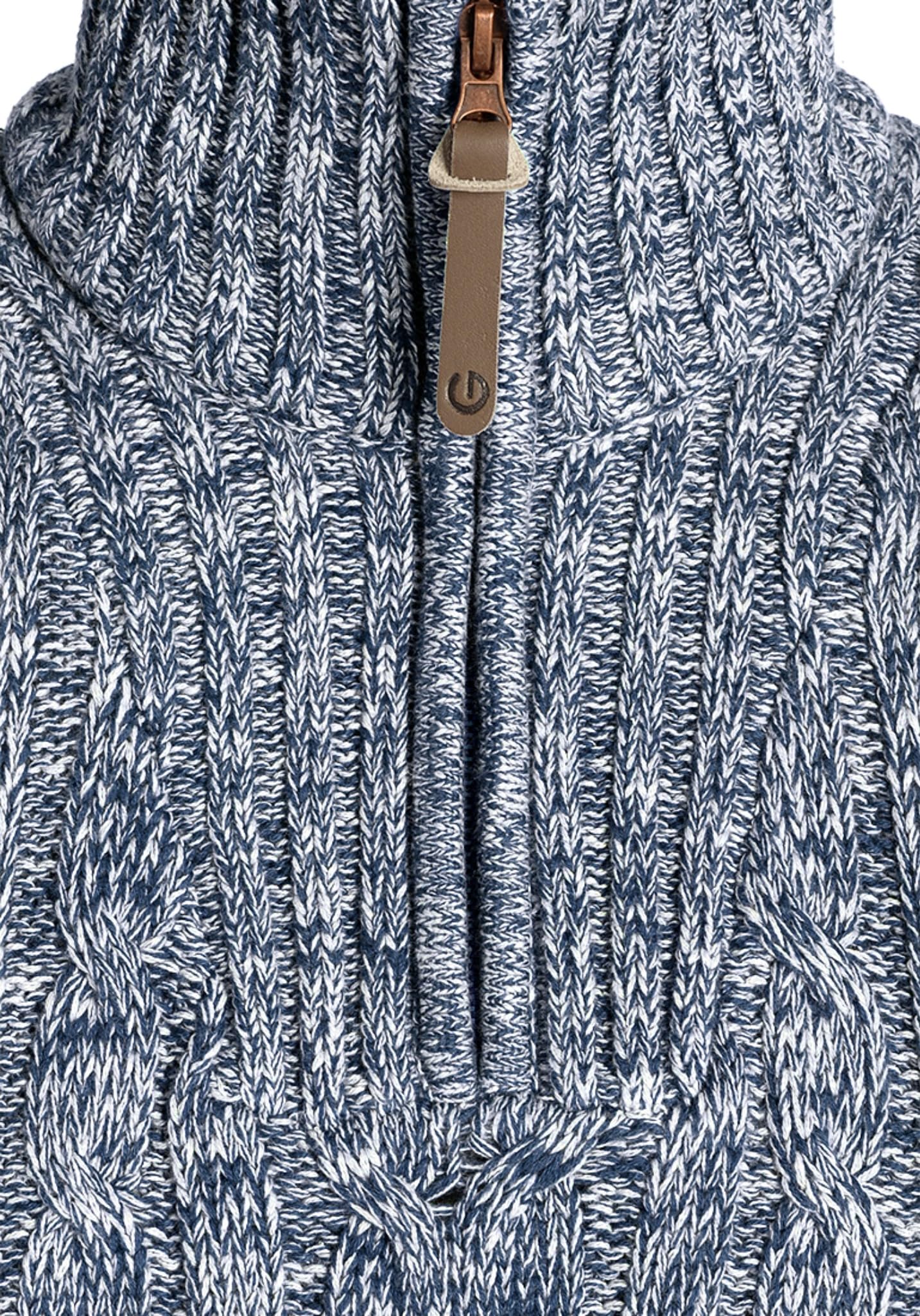!Solid SDPankraz Herren Strickpullover Troyer Grobstrick Pullover mit Zopfstrickmuster Reißverschluss 100% Baumwolle Regular fit