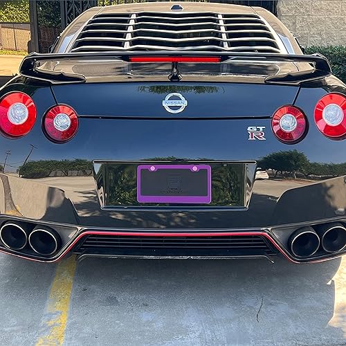 Miniatura 4 de Marco de matrícula con espejo cromado morado T304 de acero inoxidable + tapas de rosca de metal