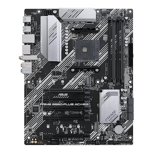 ASUS Prime B550-PLUS AC-HES AMD AM4 (3rd Gen Ryzen) ATX Motherboard (Dual M.2, PCIe4.0, WIFI5, 1Gb Ethernet, SATA 6 Gbps, USB 3.2 Gen 2 Type-C, Front USB 3.2 Gen 1 Type-C and CEC Tier II Ready)