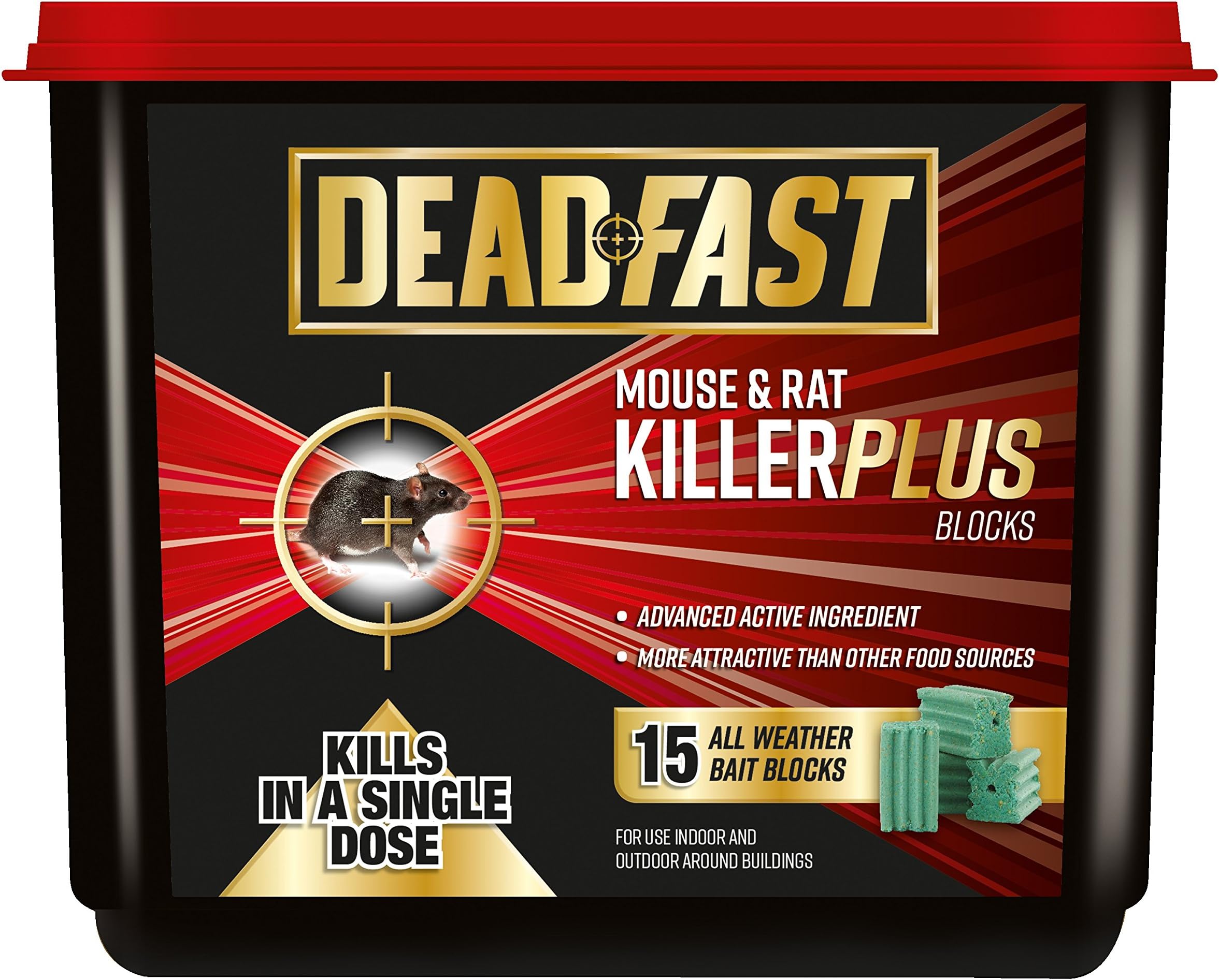 Deadfast Mouse and Rat Killer Plus Poison, 15 Block - Green
