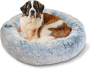 Best Friends by Sheri The Original Calming Donut Cat and Dog Bed in Shag Fur Denim, Extra Large 45