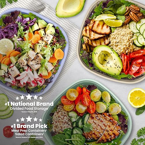 Vista 10 de Bentgo Prep - Tazones con 1 compartimento con tapas de ajuste personalizado, reutilizables, para microondas, duraderos, sin PFAS y BPA, aptos