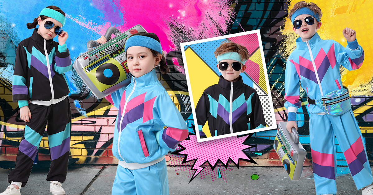 Disfraz Retro 80s 90s para Niños y Niñas 6 Piezas miniatura 7