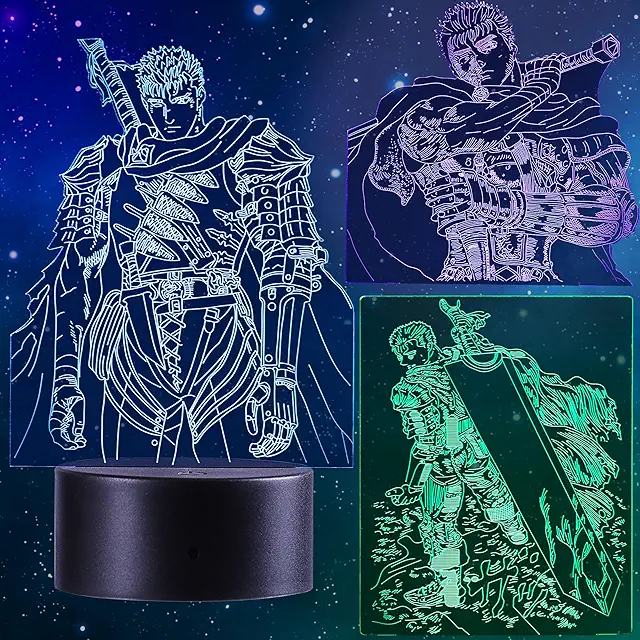 Lampada 3D Berserk Guts: Luce Notturna LED Touch per Bambini e Decorazione Casa