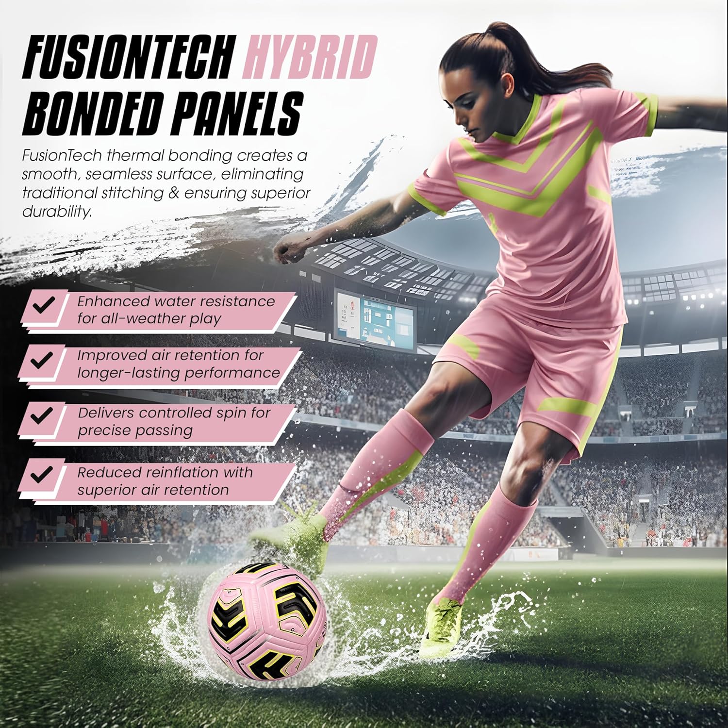 STRIKA Pro Quality PU Leather Soccer Ball Size 4 & Size 5 - Professional Match Soccerball | No-Thread Hybrid Bonded - Water Resistant - Adult & Youth Game Ball for Training - Matches & All Surfaces