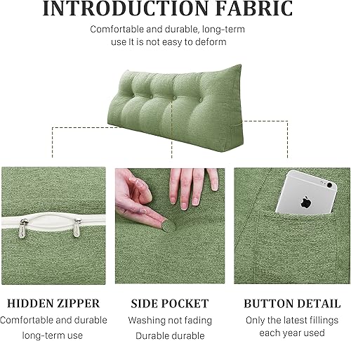 Miniatura 7 de Almohada de cabecera de cuña para dormitorio, almohada de lectura, soporte de espalda para sentarse en la cama, cojín lumbar, posicionamiento