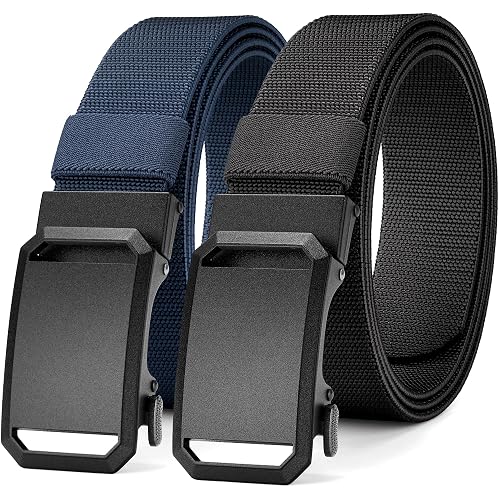 MILORDE Men's 2Pack Nylon Ratchet Belts