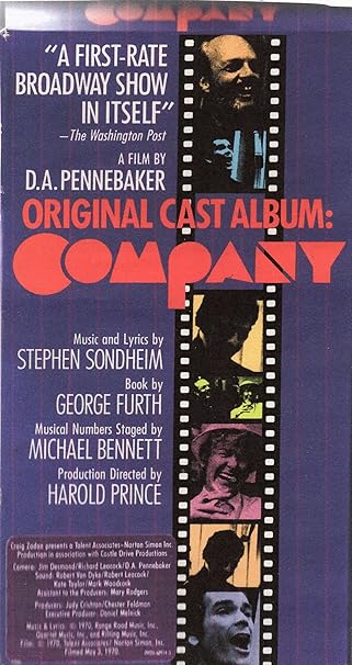 Company Original Cast Album Vhs Stephen Sondheim Dean Jones Barbara Barrie Charles Kimbrough Donna Mckechnie Elaine Stritch George Furth Harold Prince Movies Tv Amazon Com Company Original Cast Album Vhs Stephen Sondheim Dean Jones Barbara Barrie Charles Kimbrough Donna Mckechnie Elaine Stritch George Furth Harold Prince Movies Tv Amazon Com