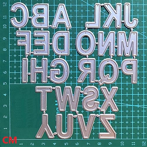 Miniatura 2 de ZbFwmx Troqueles de corte de metal, 26 letras mayúsculas del alfabeto para hacer tarjetas, herramienta de grabado en relieve, álbum de recortes,