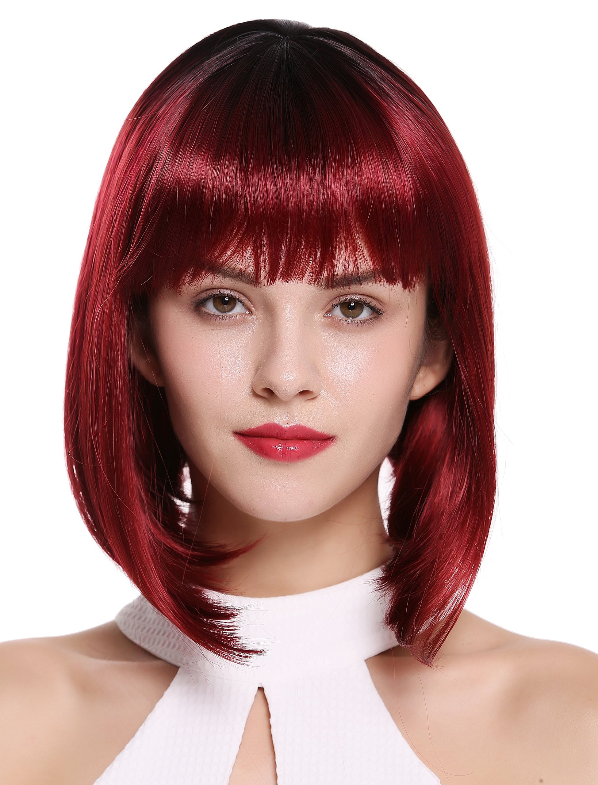 WIG ME UP, DW-2140Q-YS871S1B women's wig bob long bob short fringe ombre black red - Image 3