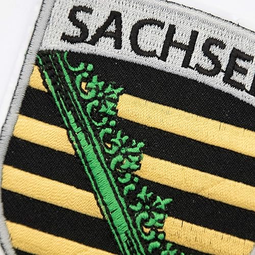 Miniatura 5 de A-ONE - Parches bordados con insignia de la ciudad de Sajonia de Alemania, parches para coser lugares emblemáticos del mundo + pines de bandera de