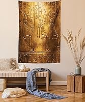 Vista 37 de Lunarable Tapiz costero, tumbonas y mar Caribe bajo el parasol naranja, imagen de vacaciones de luna de miel, decoración de tela para colgar