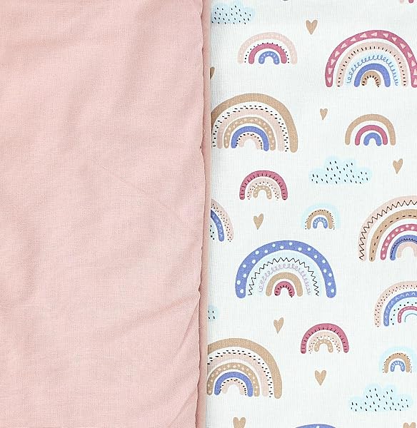 TupTam Tappeto Play Mat Per Bambini e Neonati Coperta 120 x 120 cm Gioco Imbottita XXL, Arcobaleno/Blu/Rosa - 5