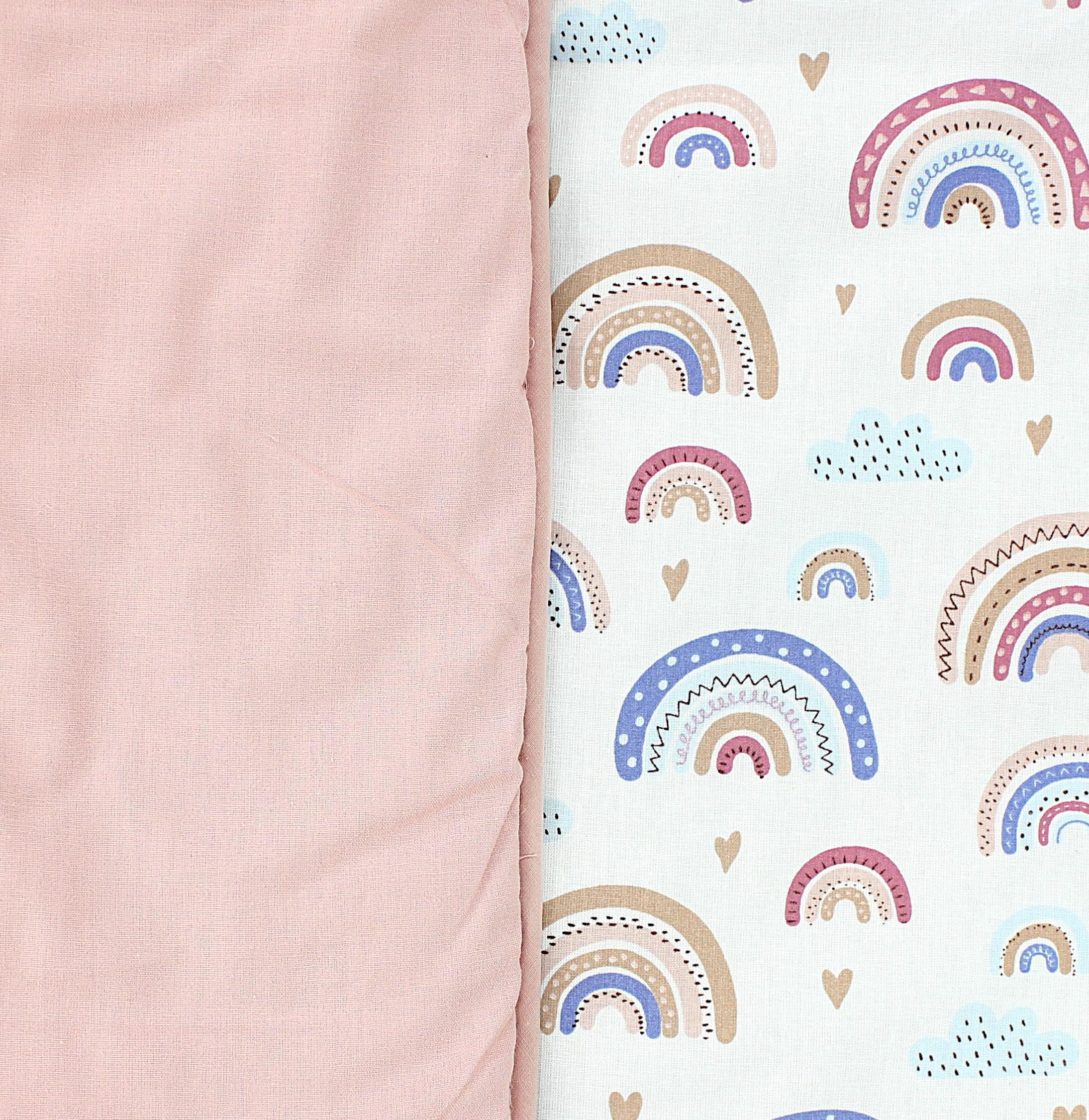 TupTam Tappeto Play Mat Per Bambini e Neonati Coperta 120 x 120 cm Gioco Imbottita XXL, Arcobaleno/Blu/Rosa - 5