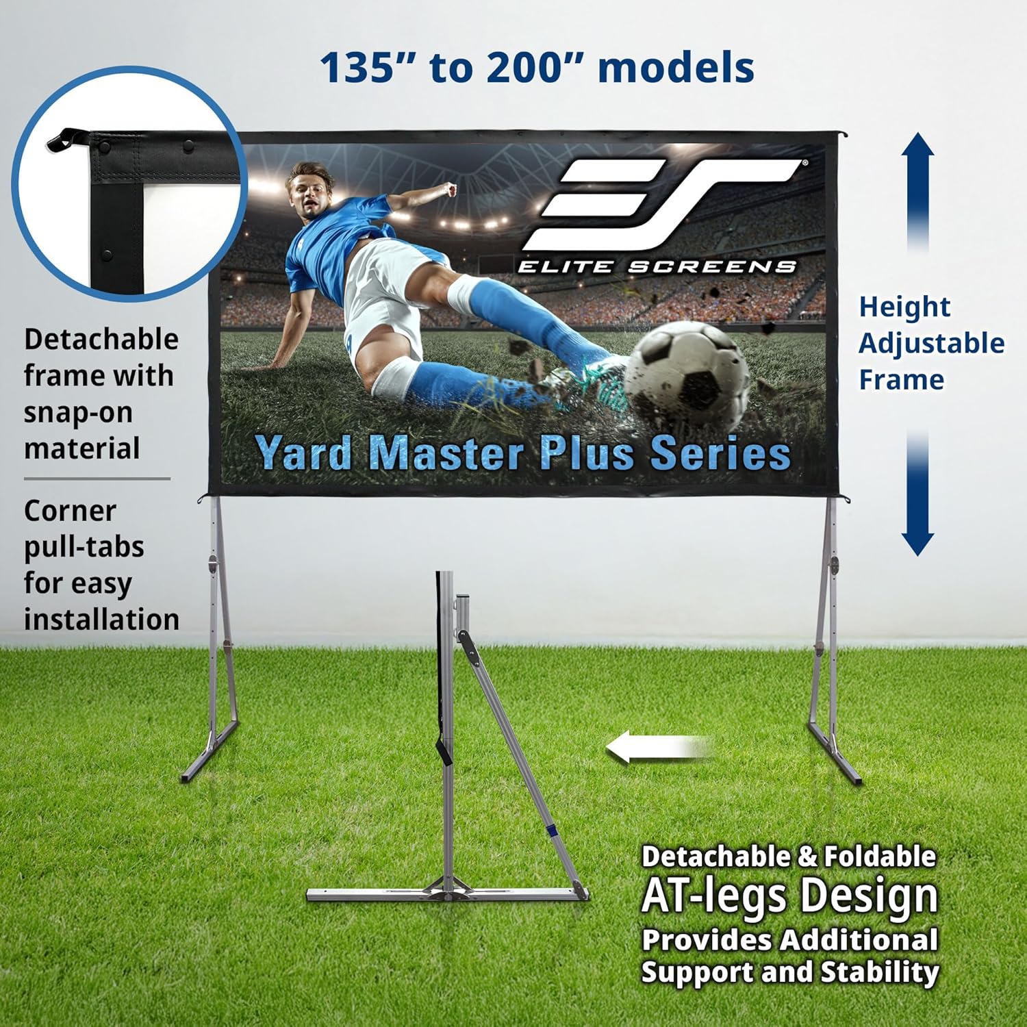 Elite Screens Yard Master Plus, 145-INCH 16:9 Height Setting Adjustable Portable Projector Screen, 4K HD Outdoor Indoor Movie Theater Front Projection, US Based Company 2-YEAR WARRANTY, OMS145H2PLUS