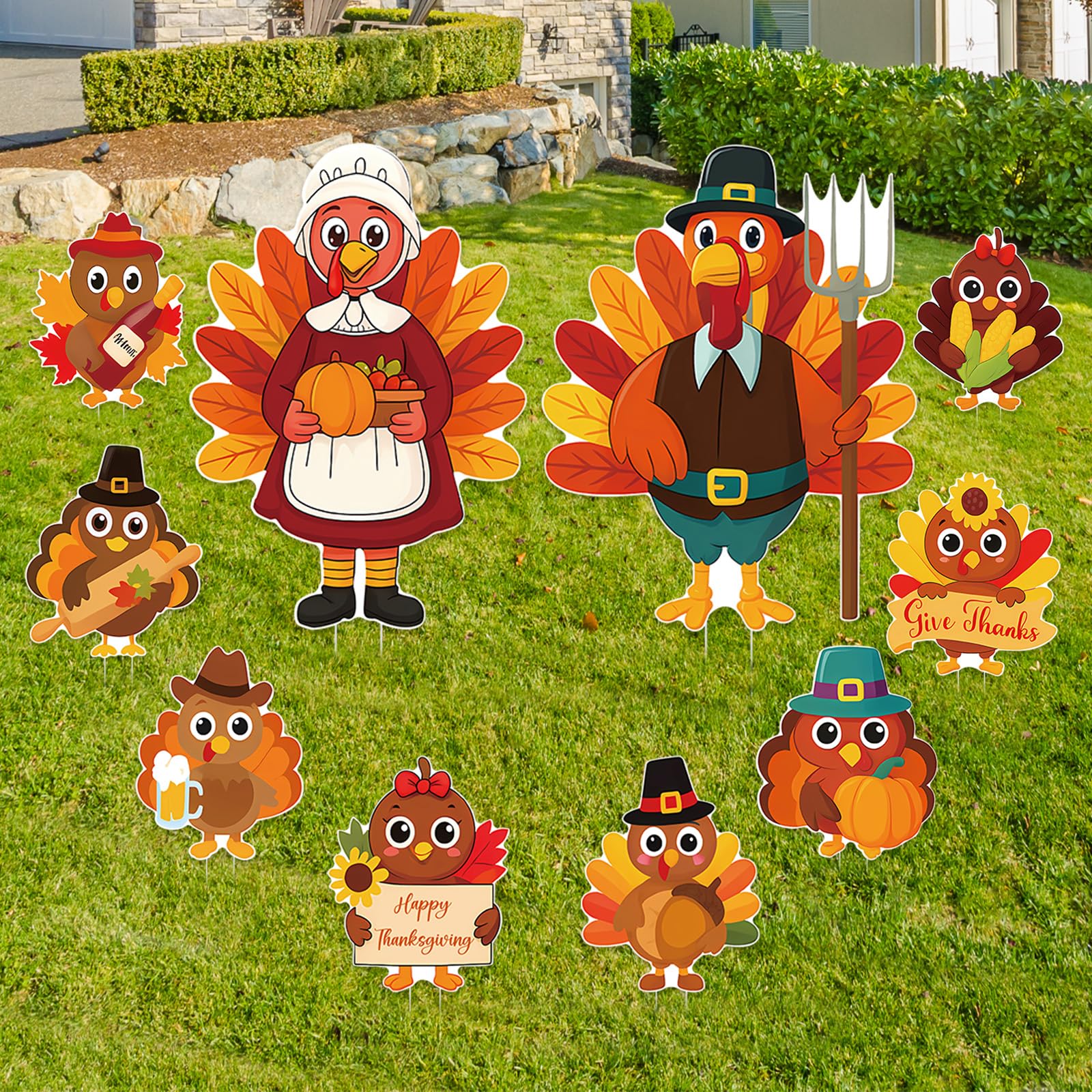 10-piece Thanksgiving yard sign set