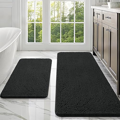 Miniatura 186 de OLANLY Juego de 2 alfombras de baño, tapetes de baño de felpilla suave y absorbente y tapete para inodoro con contorno en forma de U, alfombra de