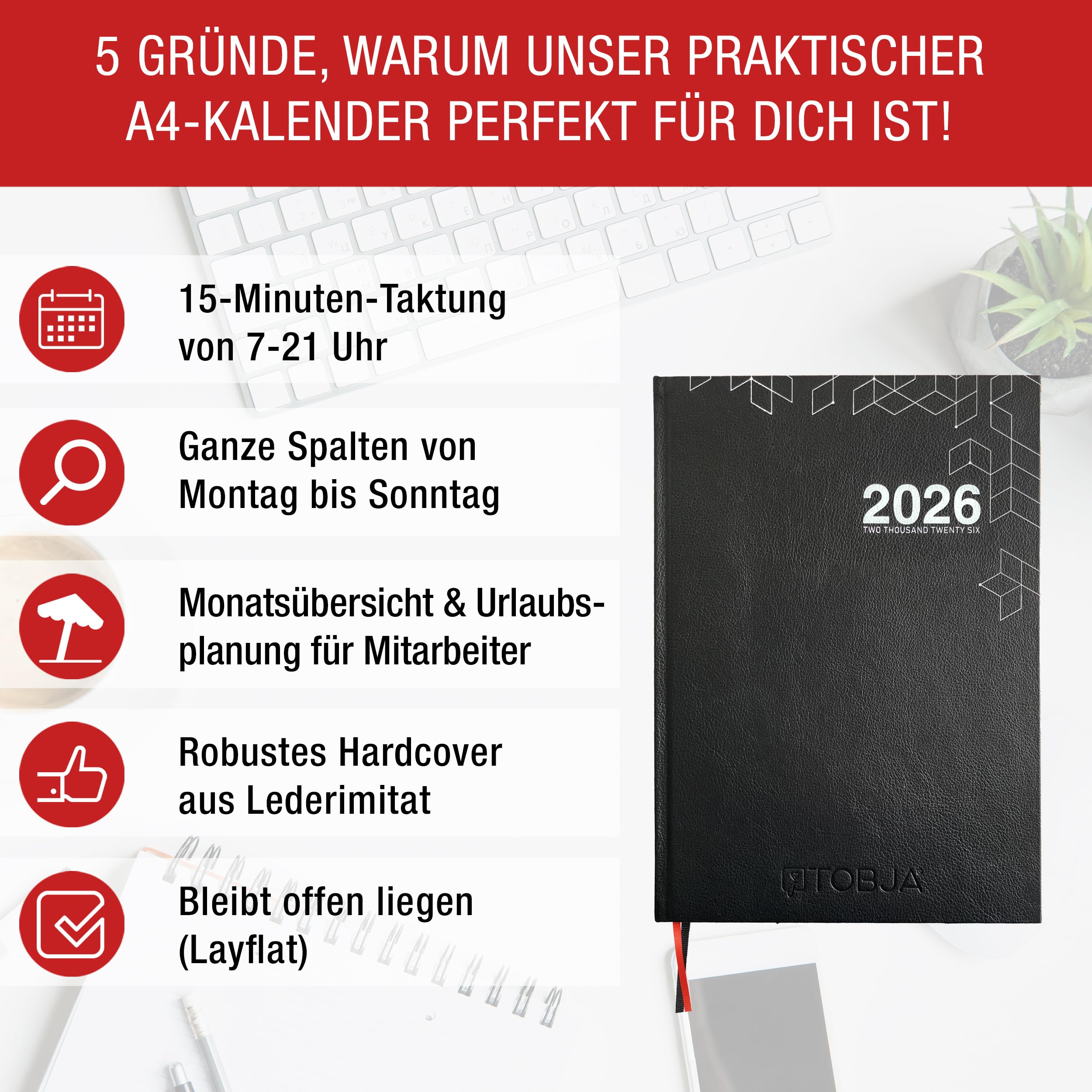 Kalender 2026 A5 – Planer mit 15-Minuten-Taktung für Schule & Familie