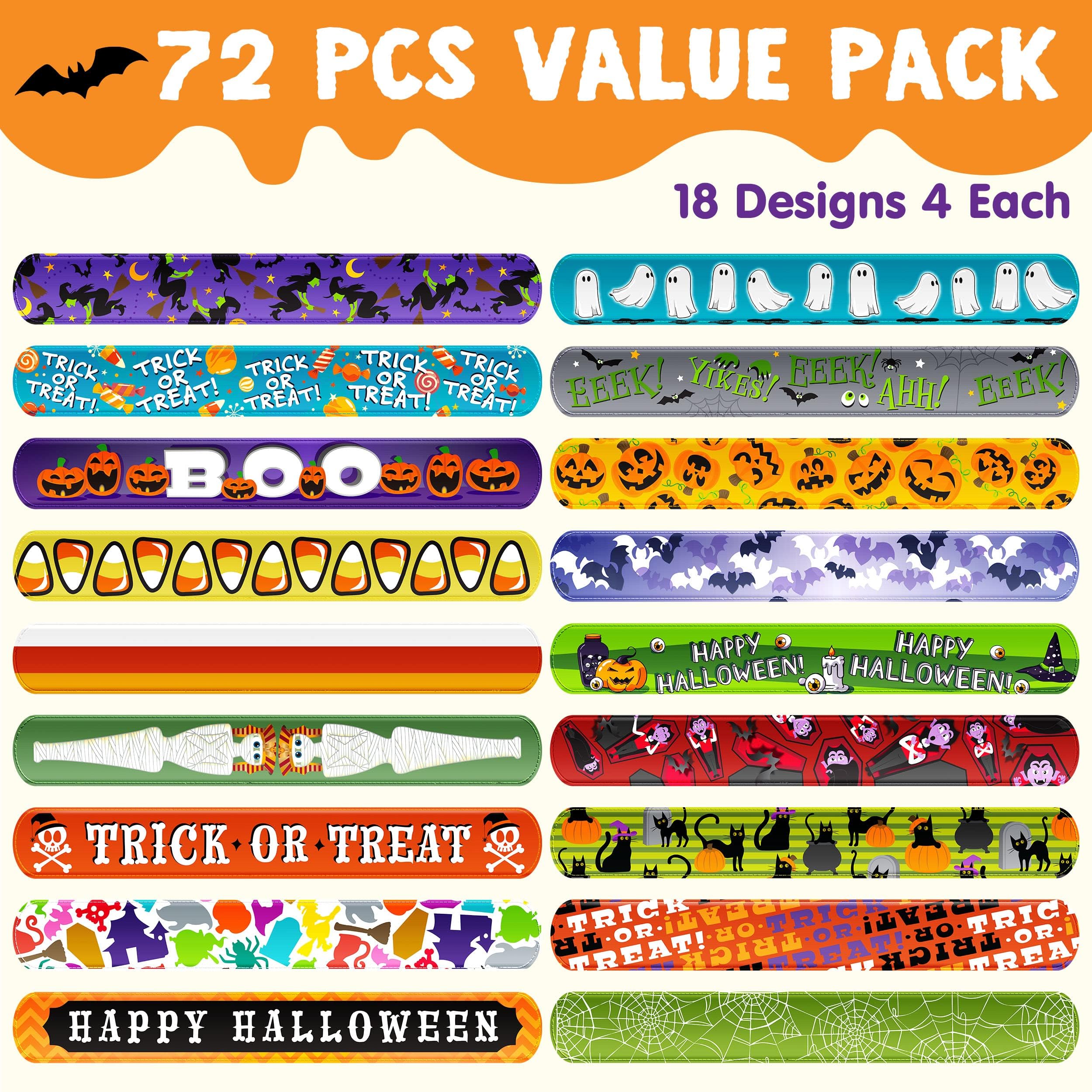 72 pulseras de Halloween para niños, pulseras de Halloween a granel para niñas y niños, pulsera de amistad para regalos de fiesta de Halloween, rellenos de bolsas de regalos, recuerdos de aula 2
