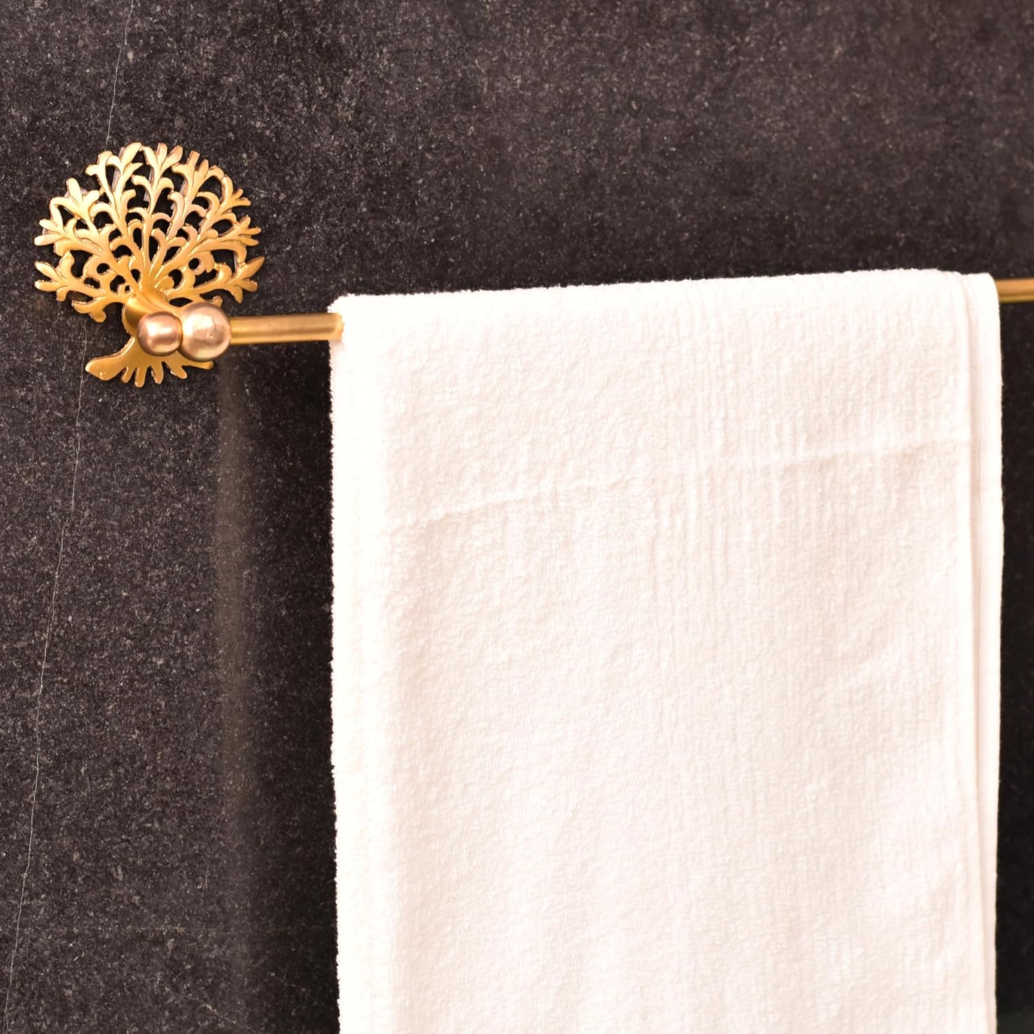 IndianShelf Brass Decorative Tree Towel Bar Unique Bathroom Hardware Décor