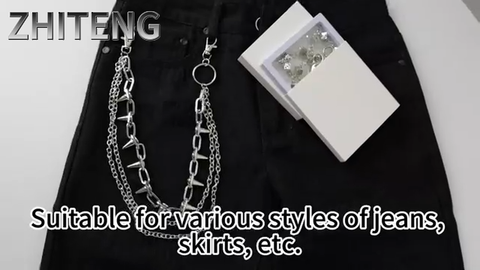 Xihuimay Catena Portafoglio Multistrato Per Pantaloni - Stile Gotico Punk Rock - Accessorio Per Jeans, Gonne E Cinture - Argento