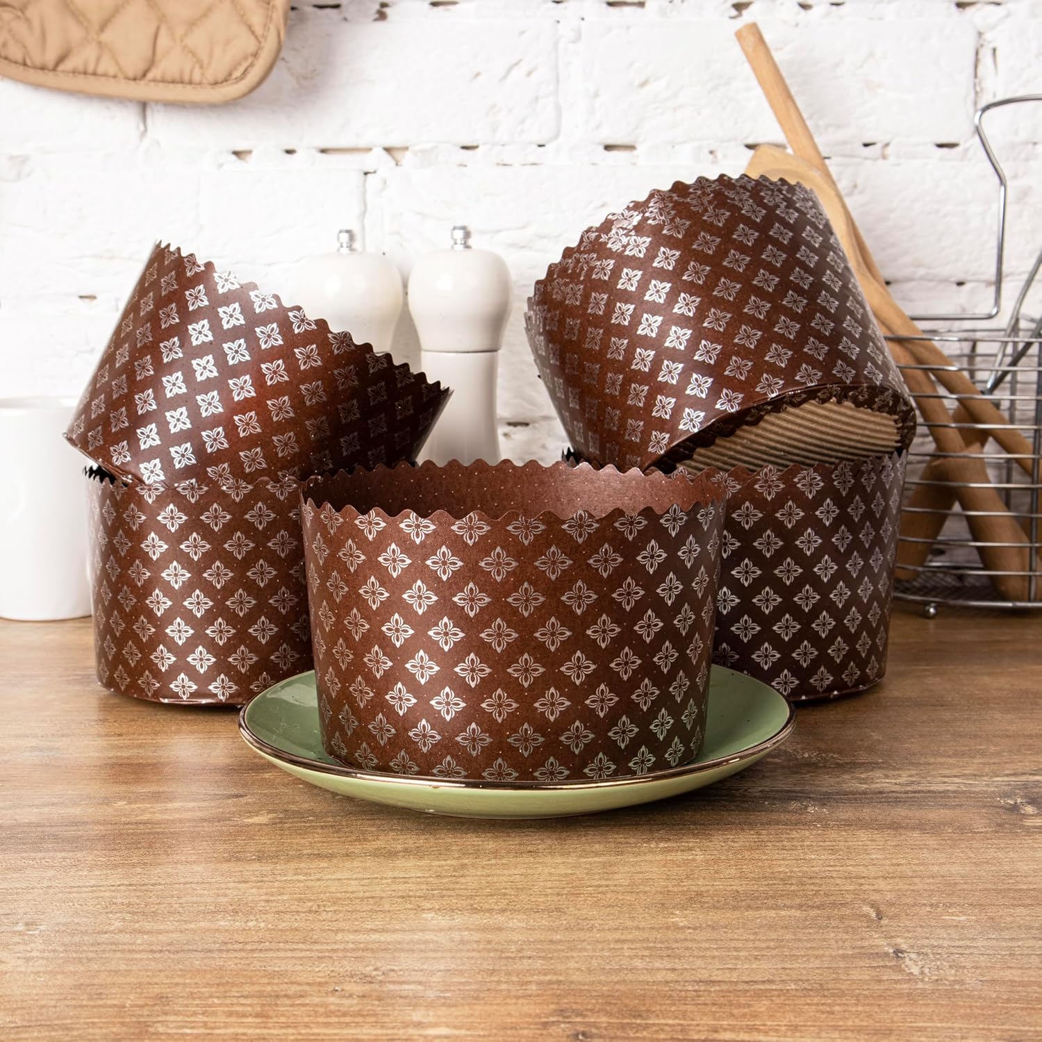 Set 15 oz + 19 oz Panettone Paper Mold | Round Non Stick Panettone Paper Baking Molds 12+12 pcs