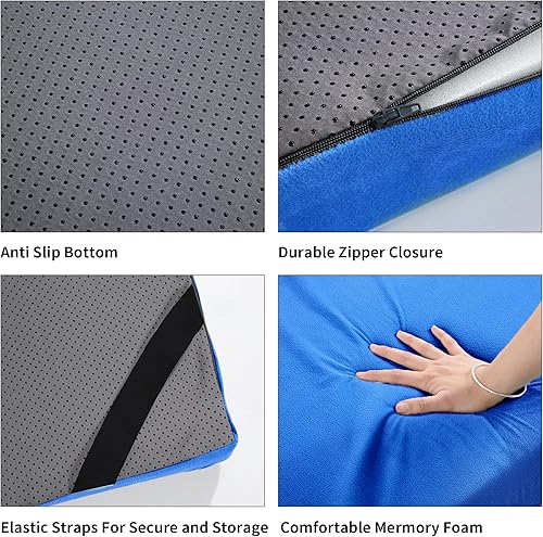 Miniatura 4 de HOMBYS Colchón de espuma viscoelástica impermeable de 3 pulgadas de grosor para dormir al aire libre, tapete portátil enrollable para viajes,