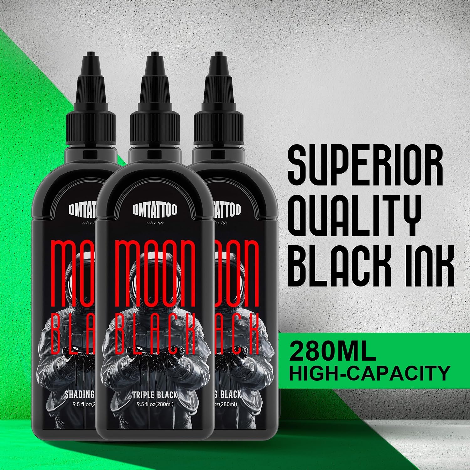 Tattoo Ink Triple Black 9.5oz(280ml Professional Black Tattoo Ink for Outlining, Premium Tattoo Supplies