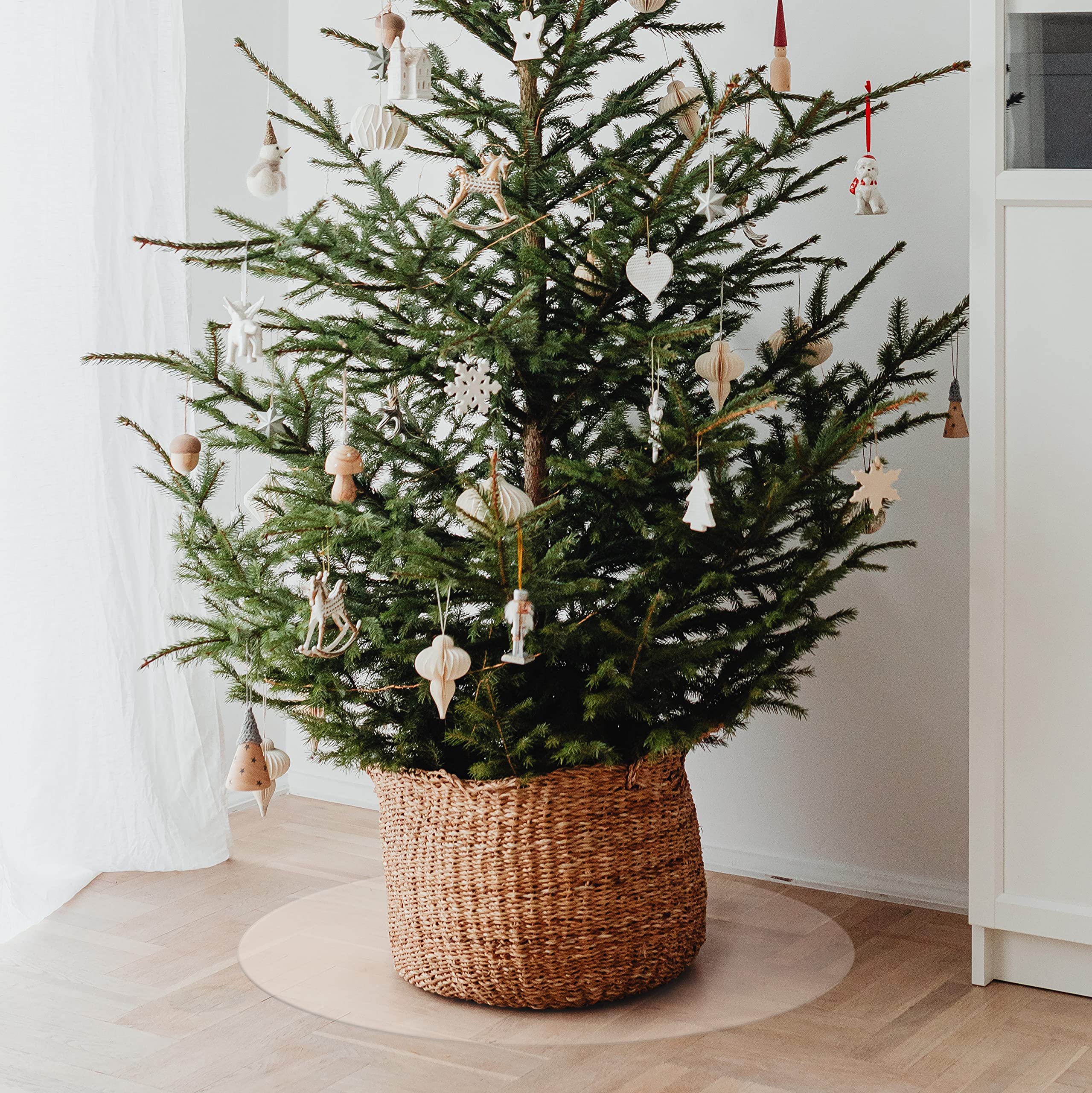 TEXMAXX® Weihnachtsbaumunterlage - Weihnachtsbaumdecke - Christbaumunterlage - Tannenbaumunterlage - PVC Folie 2 mm dick mit abgeschrägter Kante - transparente Unterlage - (120 cm Rund)