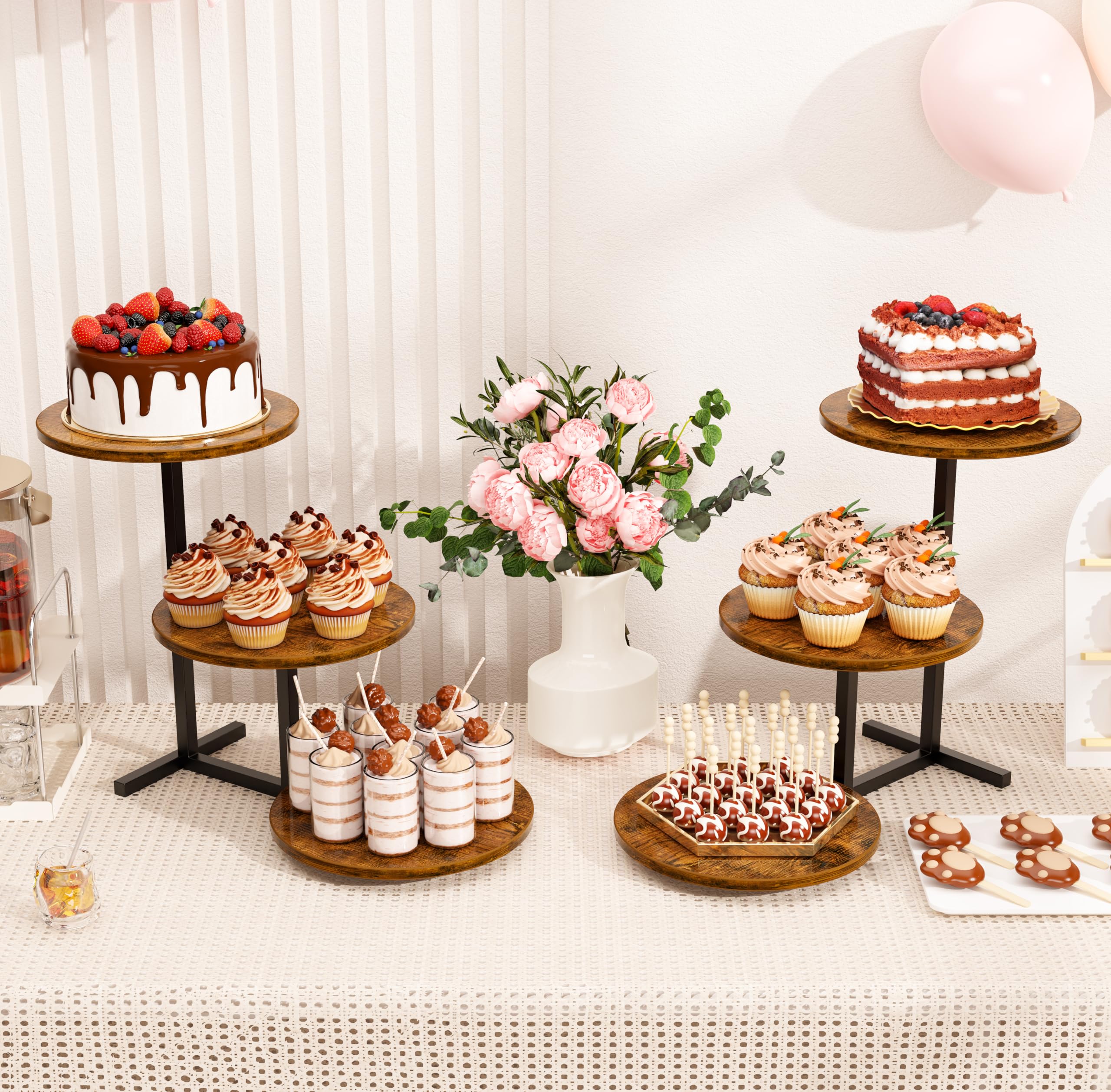 1 soporte para tartas de 3 niveles, soporte de madera para 50 cupcakes, torre de cupcakes como frutero o bandeja, torre de postres para cupcakes para té de la tarde, fiesta temática, boda y
