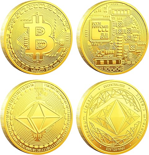 Miniatura 8 de 1 moneda Ethereum, moneda conmemorativa Ethereum chapada en oro de 24 quilates, criptomoneda ETH de 0.118 in, moneda coleccionable con funda