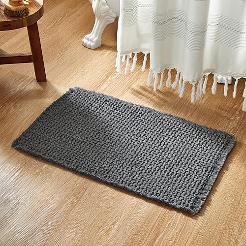 Miniatura 21 de Alfombras de Baño Blancas, Súper Absorbentes Antideslizantes Alfombra de Baño Waffle de Secado Rápido Alfombras de Baño Lavables Boho Estilo Granja,