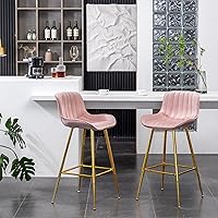 Vista 12 de Sidanli - Taburetes de bar de terciopelo con patas doradas, juego de 2 taburetes de altura de mostrador para isla de cocina, taburetes modernos