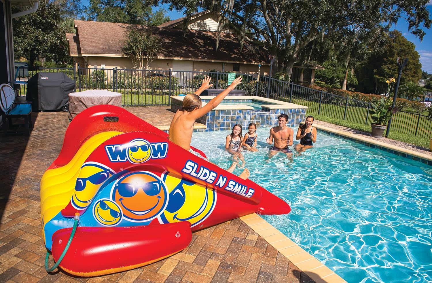 WOW Sports Slide N Smile Pool Inflatable Water Slide with Sprinklers