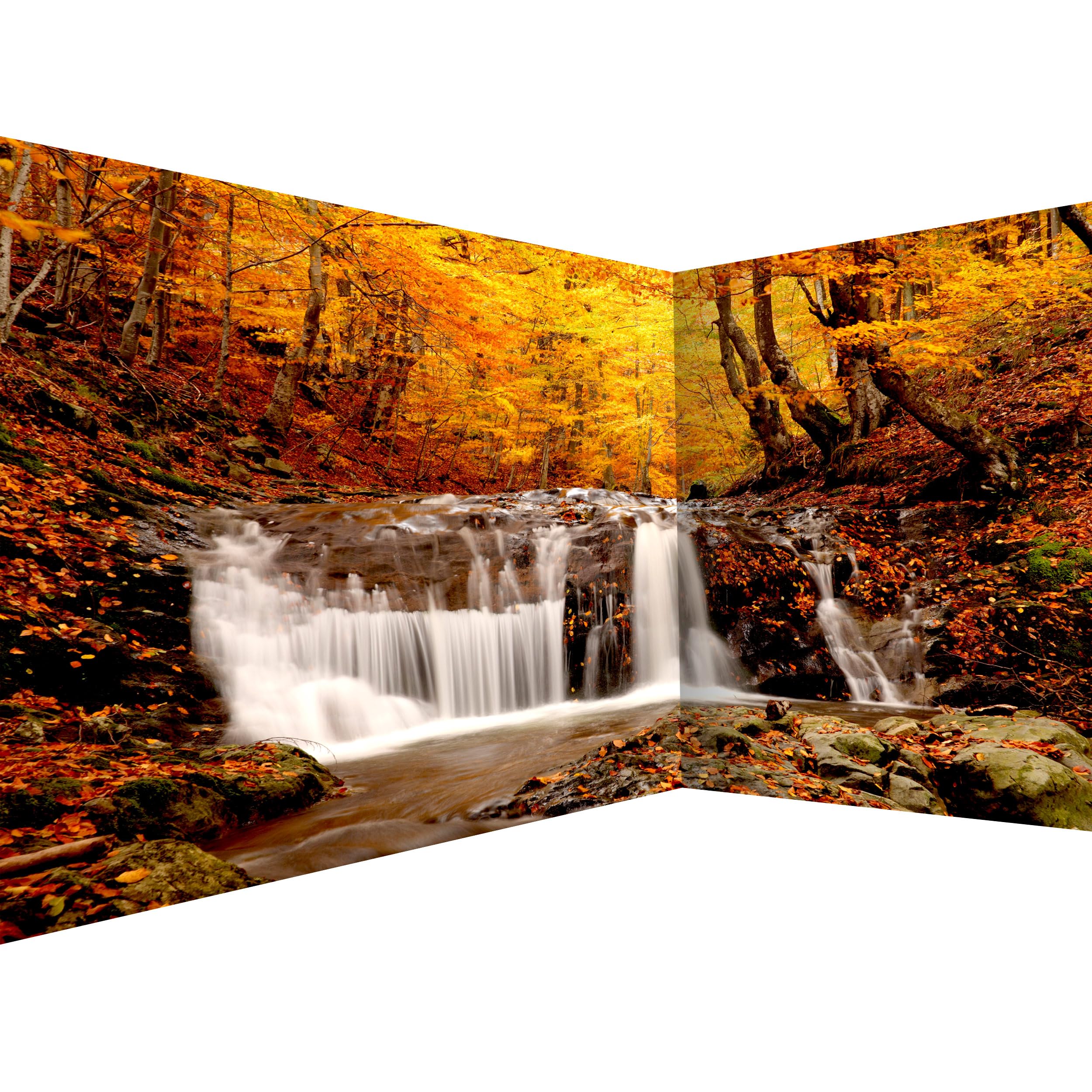 murando Premium Photo Wallpaper Waterfall 550x250 cm / 217"x98" Non-Woven Premium Art Print Fleece Wall Mural Decoration Poster Picture Design Modern Angle Modern Nature Autumn Forest c-B-0472-a-a — image 1