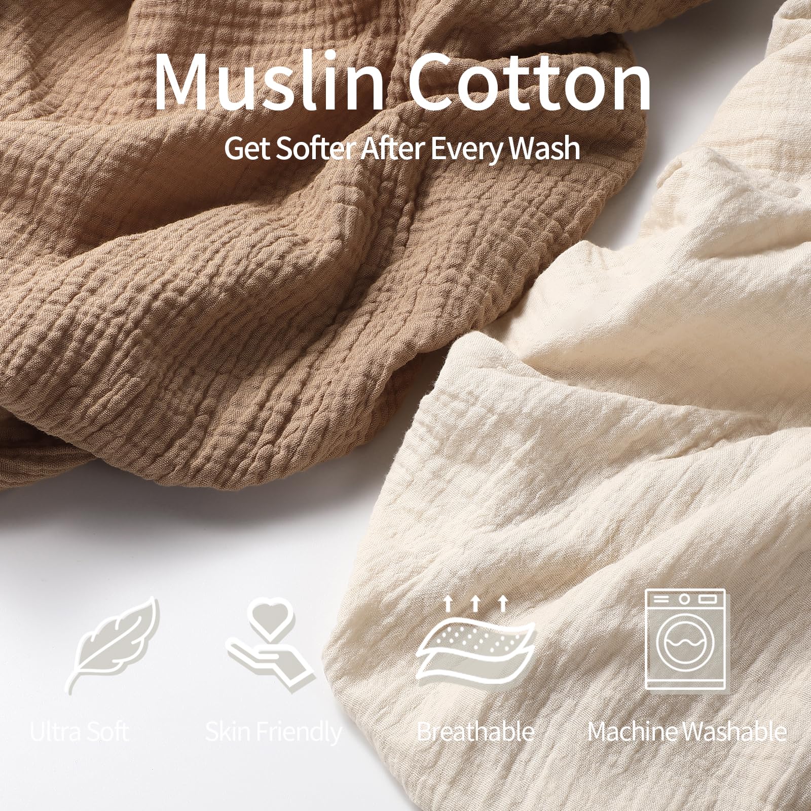 Peepeemax Lenzuola Navicella Universale, Neonato Lenzuola Culla Neonato Lenzuola Carrozzina,100% Mussola di Cotone 70x32 70x35 75x35cm 80x40cm, Marrone chiaro