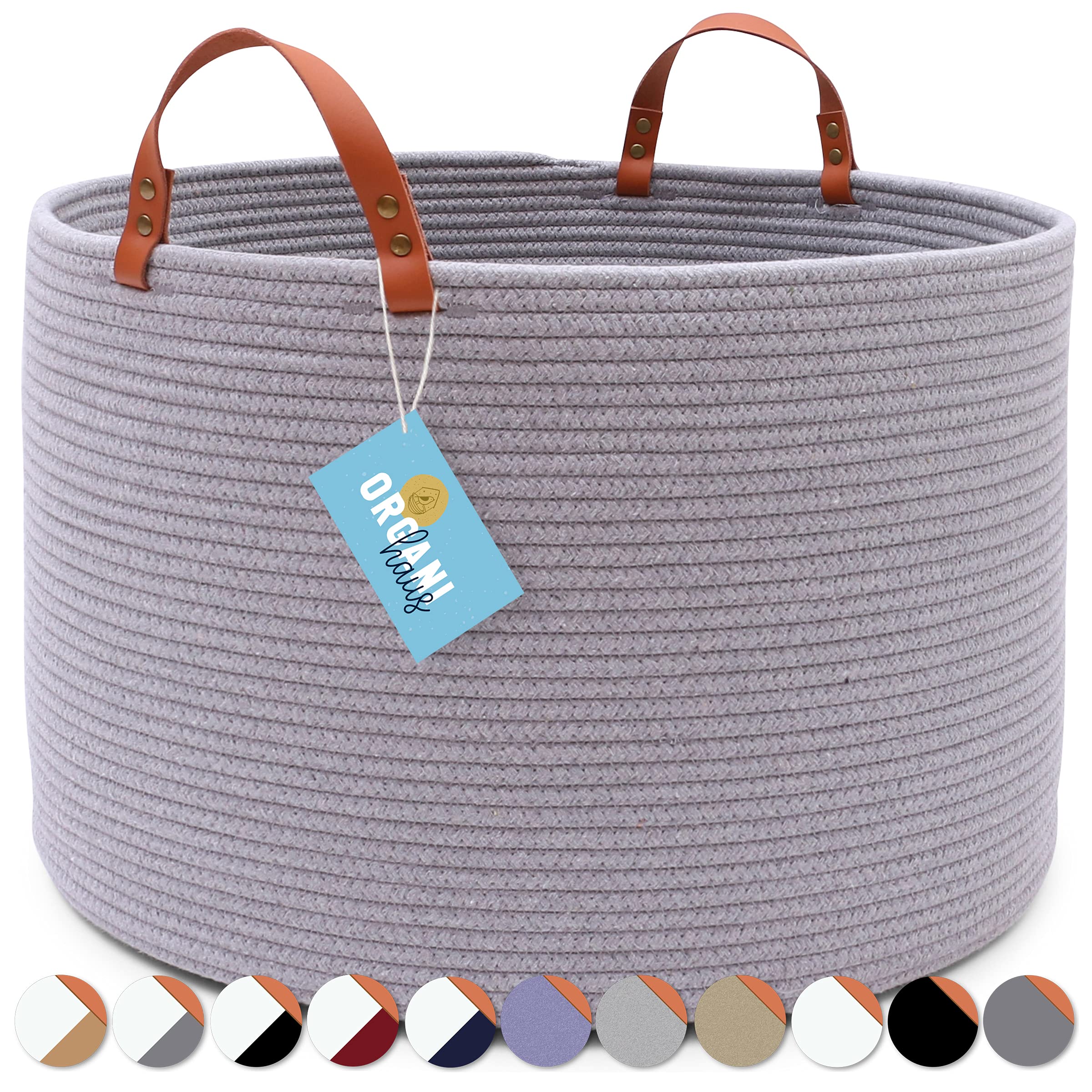 Buy OrganiHaus XXL Cotton Rope Basket Wide 20"x13.3" Tall Blanket Storage Basket for Living