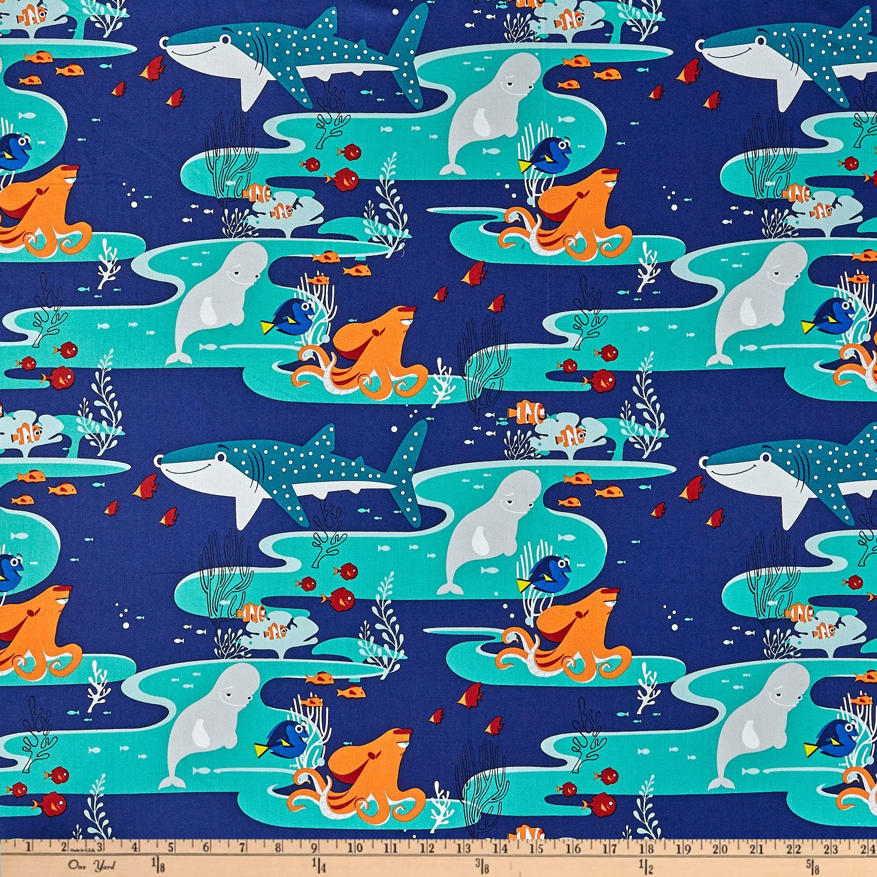 Camelot Fabrics Disney Finding Dory Main Characters, Yard, Navy