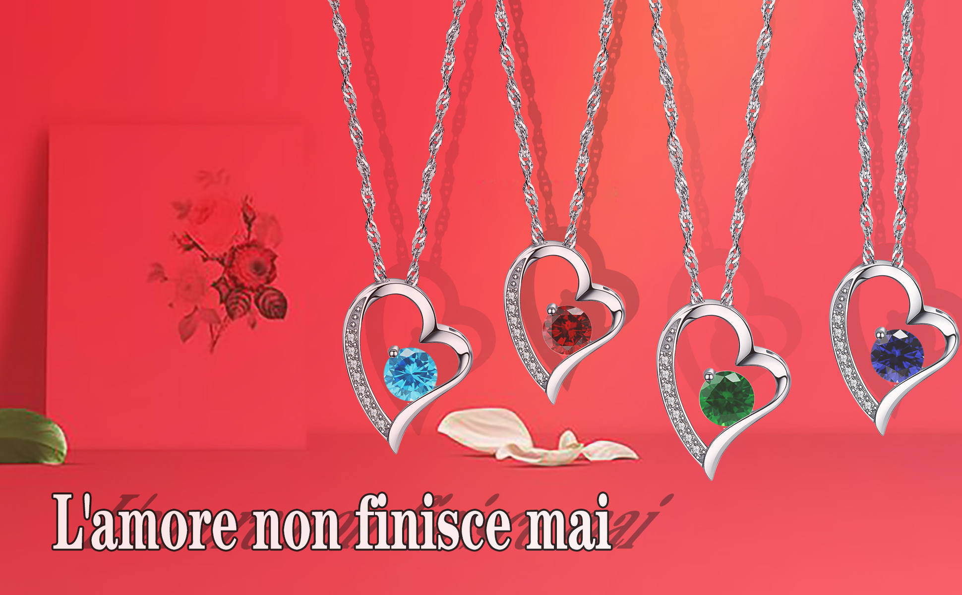 Collana Donna Moissanite 1ct Doppio Cuore – Oro Bianco 18k – Regalo Per Mamma, Amica, Fidanzata – Lunghezza 18 Pollici