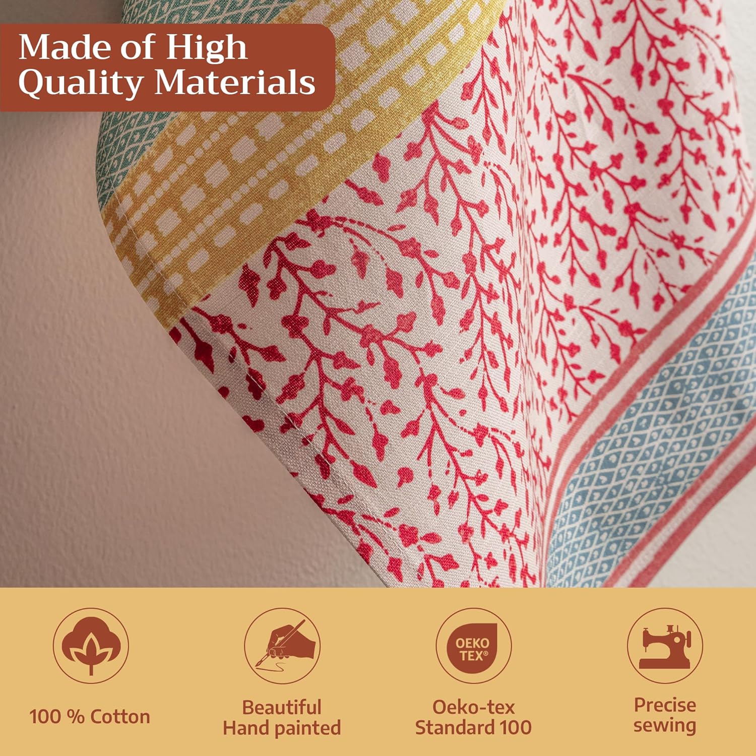Maison d' Hermine Kitchen Towels Set of 3 100% Cotton 27.50" x 20" Reusable Cloth Tea Dish Towels Absorbent with Hanging Loop for Kitchen Gifts for Mothers Day Spring/Summer (Marquise)